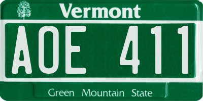 VT license plate AOE411
