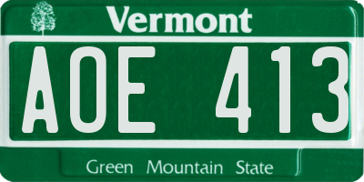 VT license plate AOE413