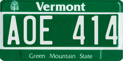 VT license plate AOE414