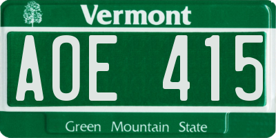 VT license plate AOE415