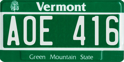 VT license plate AOE416