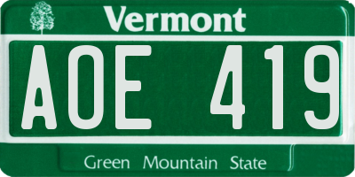 VT license plate AOE419