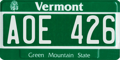 VT license plate AOE426