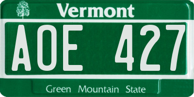 VT license plate AOE427