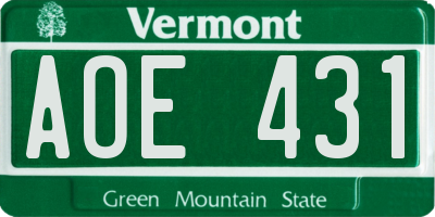 VT license plate AOE431