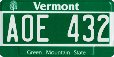 VT license plate AOE432