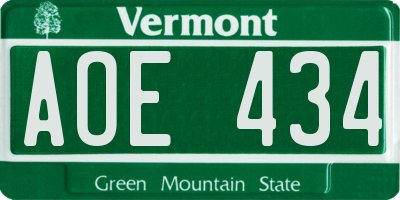 VT license plate AOE434