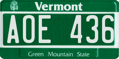 VT license plate AOE436