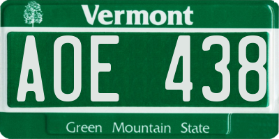 VT license plate AOE438