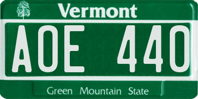 VT license plate AOE440