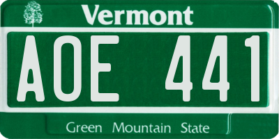 VT license plate AOE441