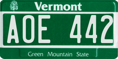 VT license plate AOE442