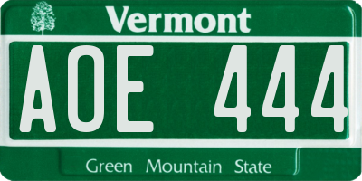 VT license plate AOE444