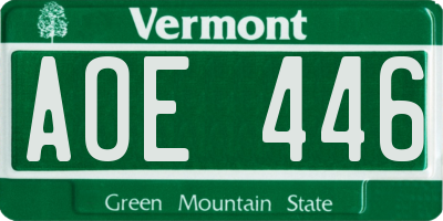 VT license plate AOE446