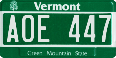 VT license plate AOE447