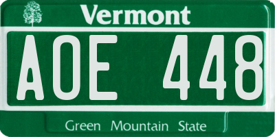 VT license plate AOE448