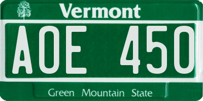 VT license plate AOE450