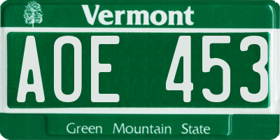 VT license plate AOE453