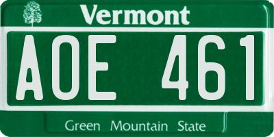VT license plate AOE461