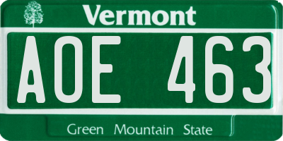 VT license plate AOE463