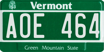 VT license plate AOE464