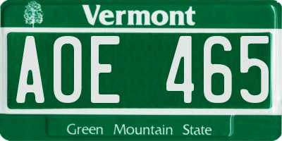 VT license plate AOE465