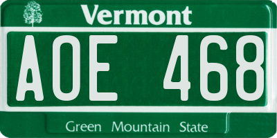 VT license plate AOE468