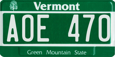 VT license plate AOE470