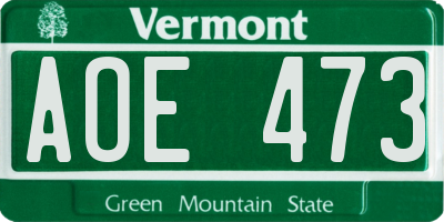 VT license plate AOE473