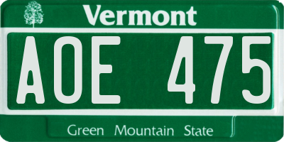 VT license plate AOE475