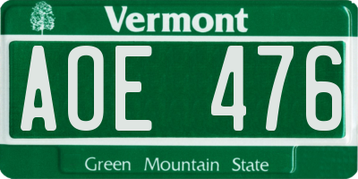 VT license plate AOE476