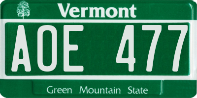 VT license plate AOE477