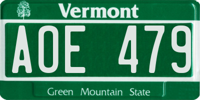 VT license plate AOE479