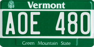 VT license plate AOE480