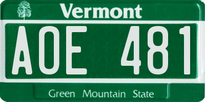 VT license plate AOE481