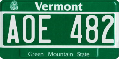 VT license plate AOE482