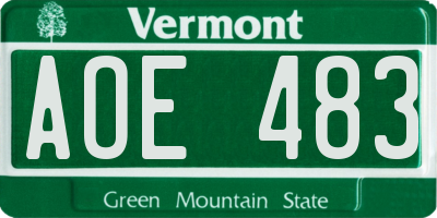 VT license plate AOE483