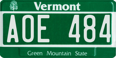 VT license plate AOE484