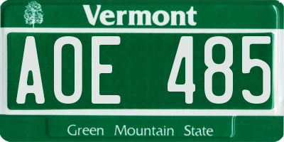 VT license plate AOE485