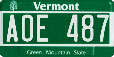 VT license plate AOE487