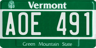 VT license plate AOE491