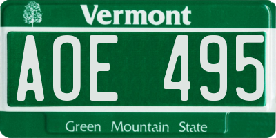 VT license plate AOE495