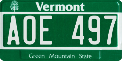 VT license plate AOE497