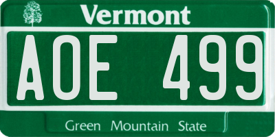 VT license plate AOE499