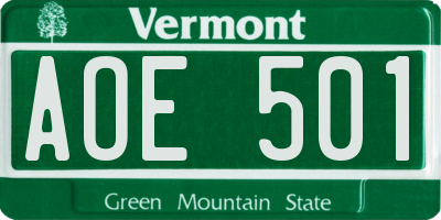 VT license plate AOE501