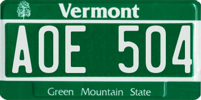 VT license plate AOE504
