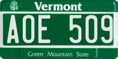 VT license plate AOE509