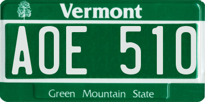 VT license plate AOE510