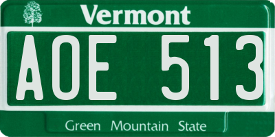 VT license plate AOE513