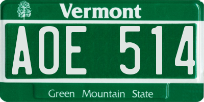 VT license plate AOE514